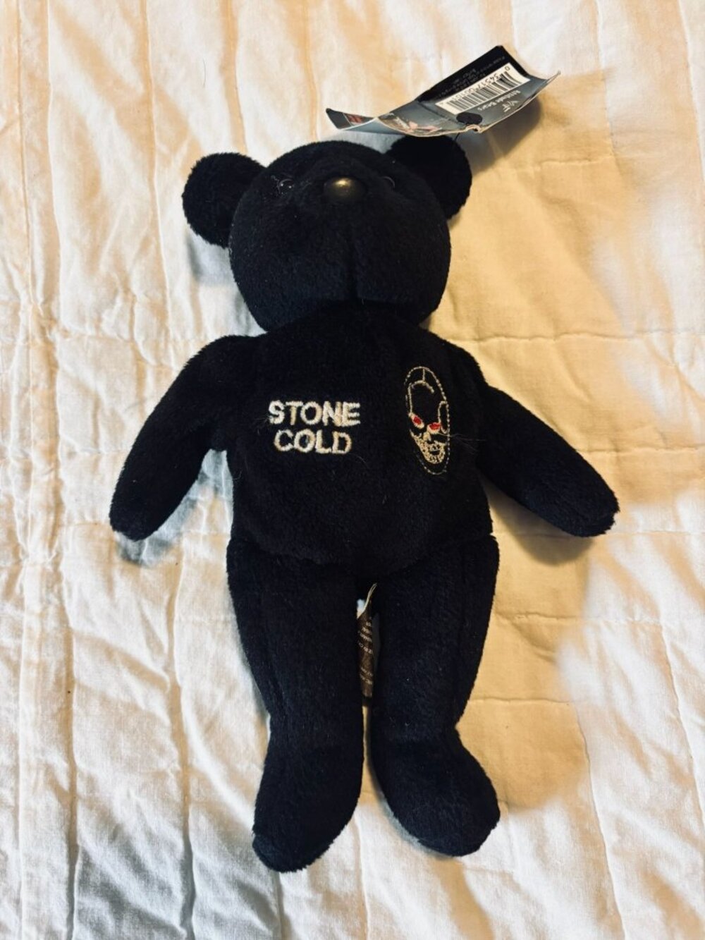 WWF Stone Cold Steve Austin Attitude Bear Plush Black 1999 With Tags